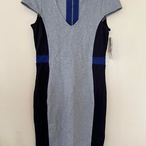French Connection Gray and Blue Bodycon Mini Dress